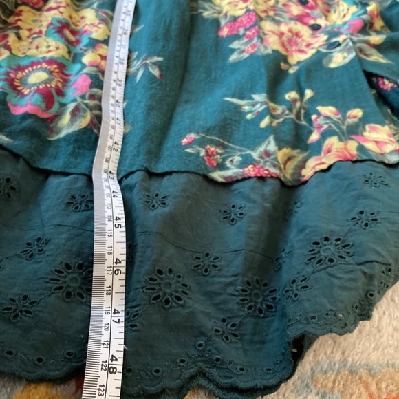 April Cornell Floral Sikkem Maxi Dress Forest Green flowers Sz M-L - Picture 8 of 9